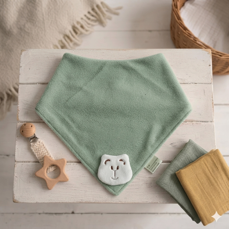 Bandana/slab ZONDER personalisatie - Licht groen beer