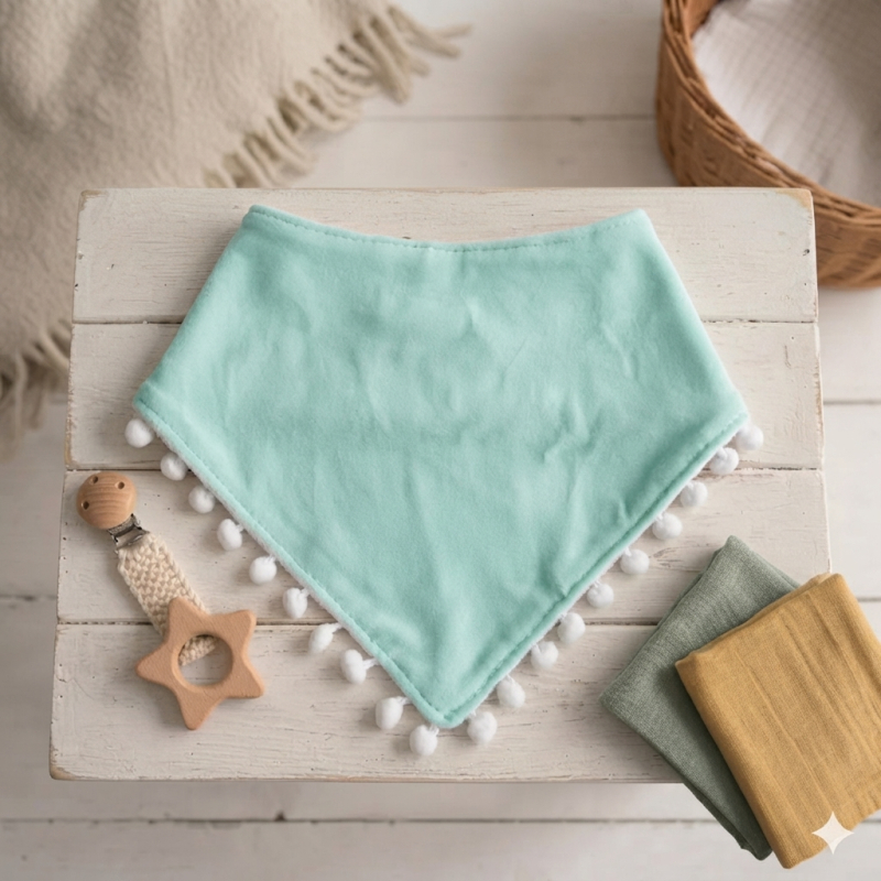 Bandana/slab ZONDER personalisatie - Mint met balletjes