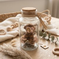 Glazen pot met tekst incl. mini knuffel - herinnering