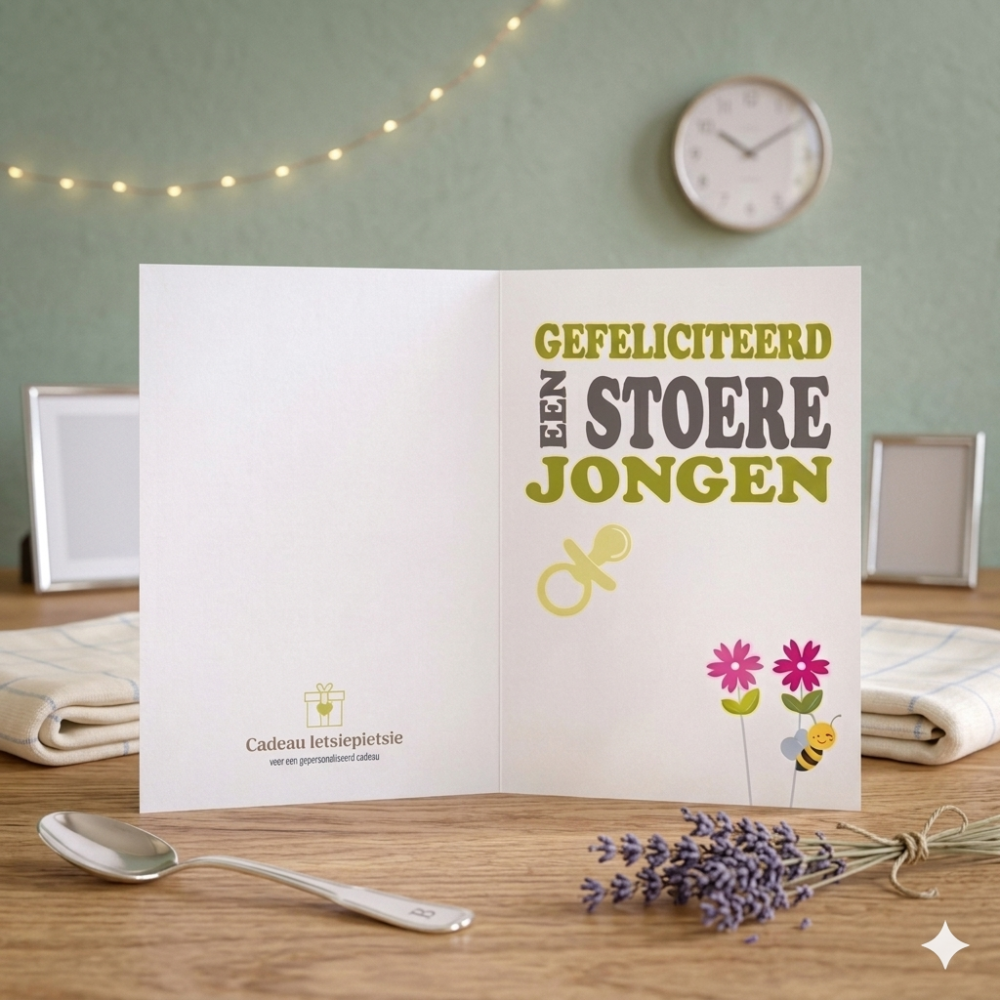Gefeliciteerd jongen (groen) - kaart