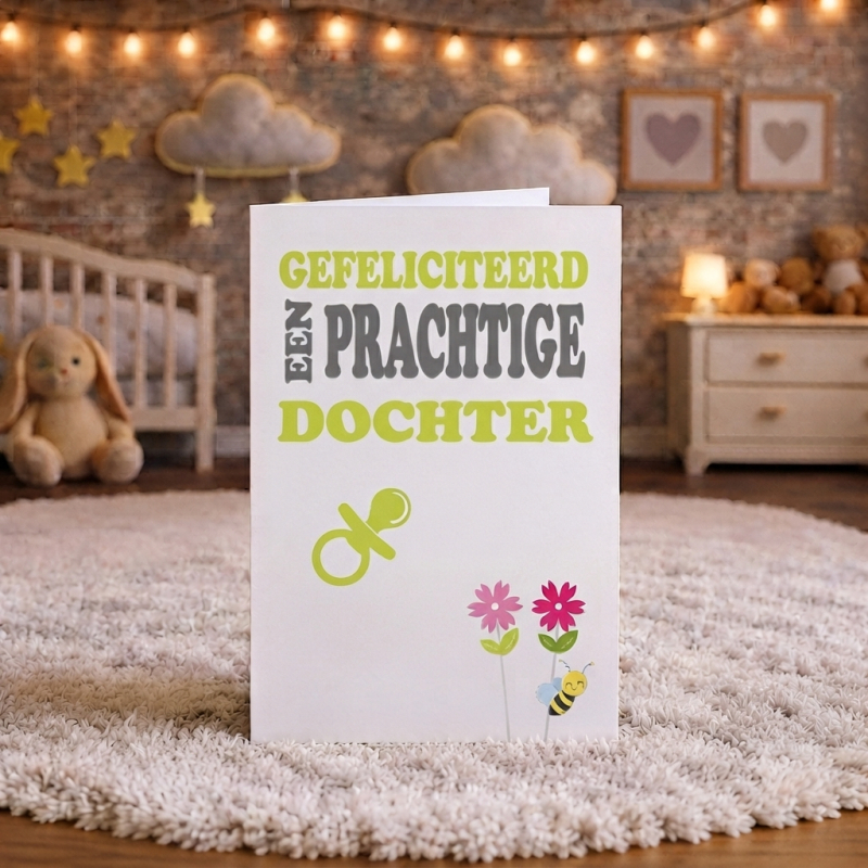 Gefeliciteerd dochter (groen) - kaart