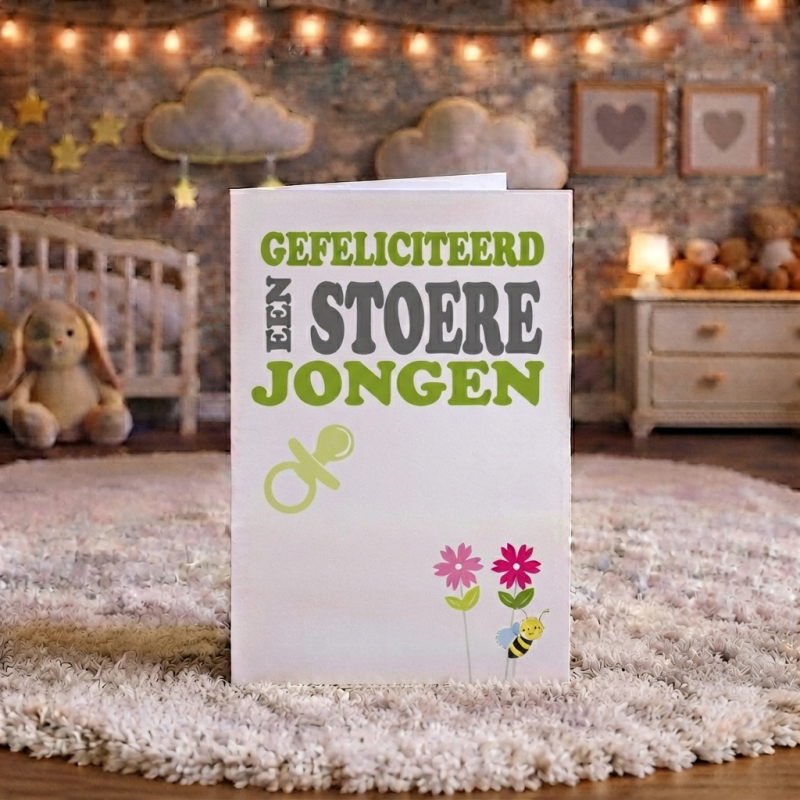 Gefeliciteerd jongen (groen) - kaart