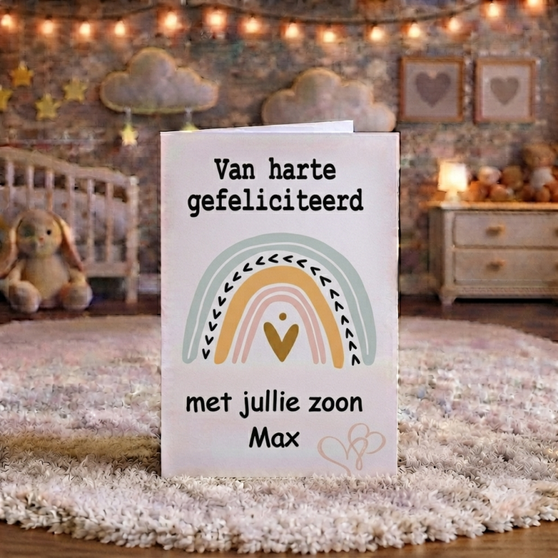 Gefeliciteerd zoon regenboog - kaart