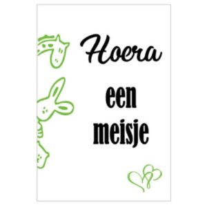 Hoera een meisje (groen) - kaart