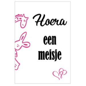 Hoera een meisje (roze) - kaart