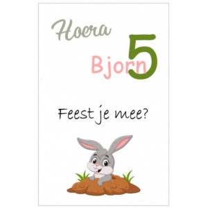 Uitnodiging kaart konijn