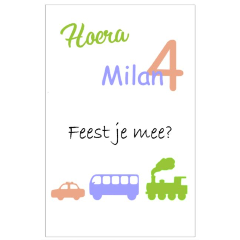 Uitnodiging kaart voertuigen