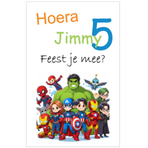 Uitnodiging kaart Marvel Avengers