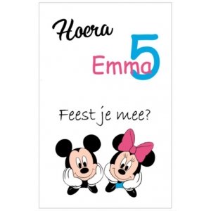 Uitnodiging kaart Mickey-Minnie Mouse