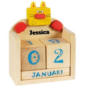 Houten kalender kinderen - Poes