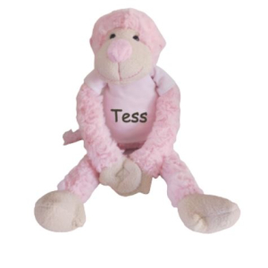 Knuffel aap met naam - roze