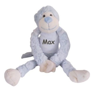 Knuffel Aap met naam (Blauw)