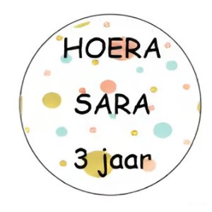 Sticker - Etiket verjaardag cirkels                                   per vel = 24 stuks