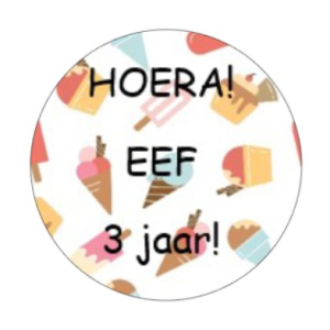 Sticker - Etiket verjaardag ijsjes                                   per vel = 24 stuks