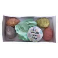 Paaskonijn met 4 paaseitjes - stoepkrijt