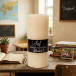 Kaars met kaarsenring voor juf of meester - bedankje