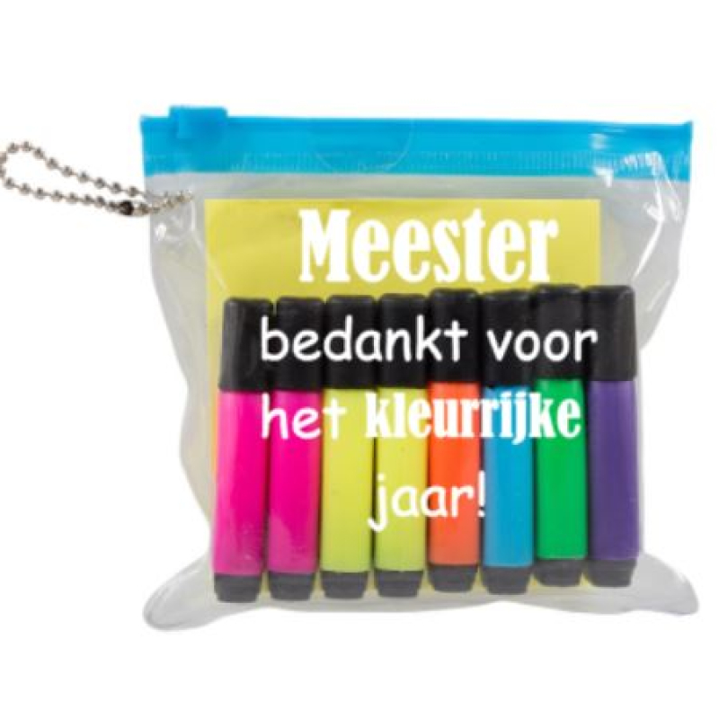 Mini markers in etui voor juf of meester