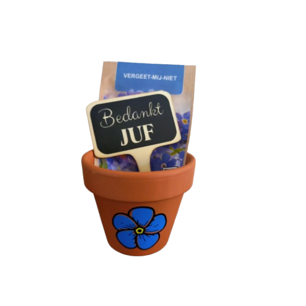 Vergeet mij niet Bloemenpot - zaad - steker voor Juf of Meester