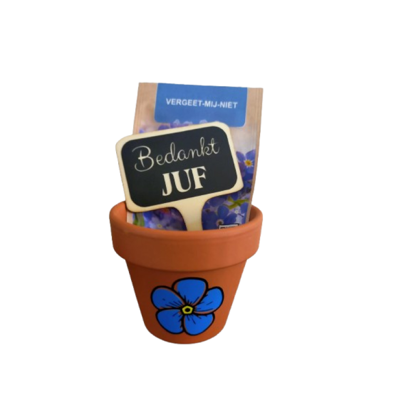 Vergeet mij niet Bloemenpot - zaad - steker voor Juf of Meester