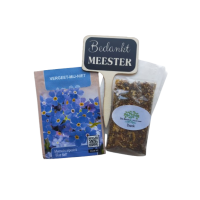 Vergeet mij niet  zaad - steker - proefzak thee voor Juf of Meester