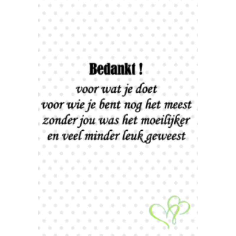 Bedankt - kaart