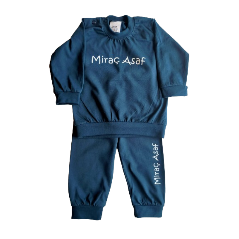 Kinder pyjama petrol - maat 56-62