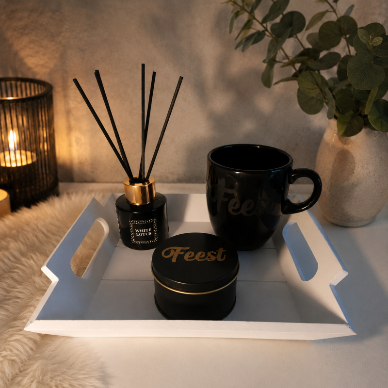 Dienblad set Beker - blik - geurfles