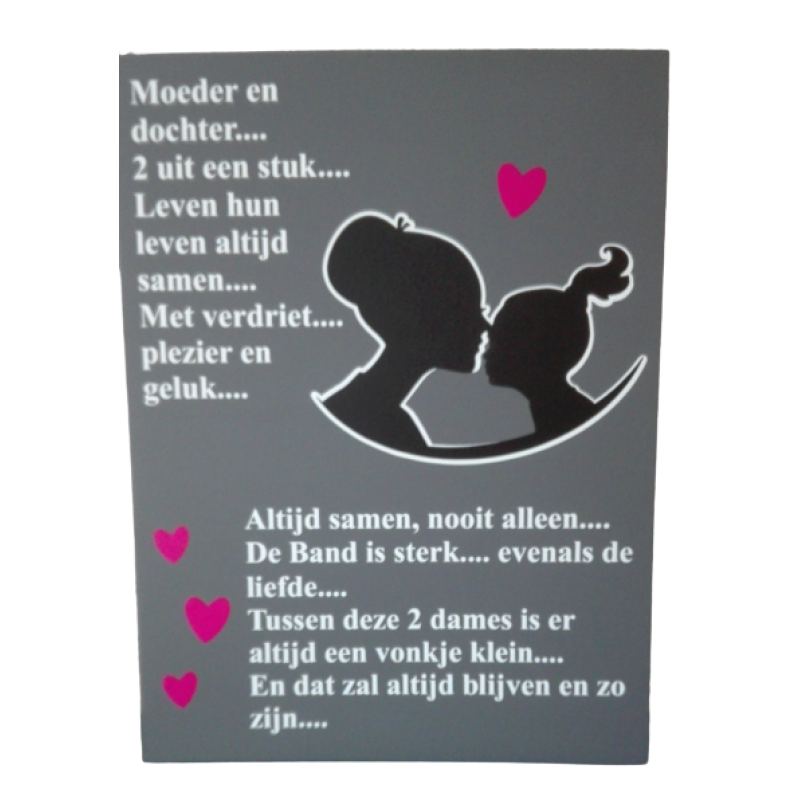 Tekstbord moeder-dochter