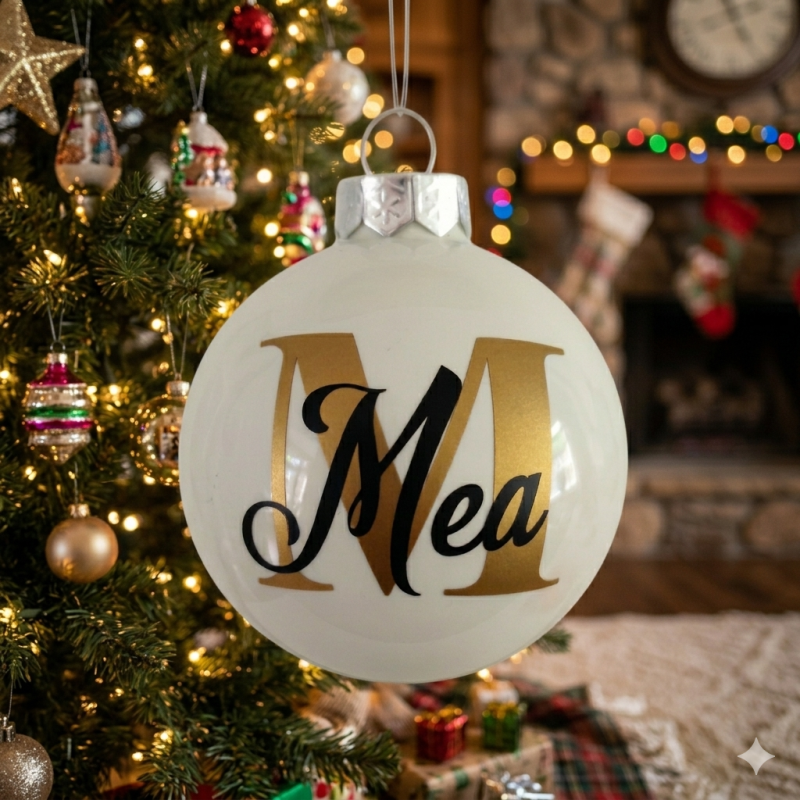 Kerstbal met naam - Wit