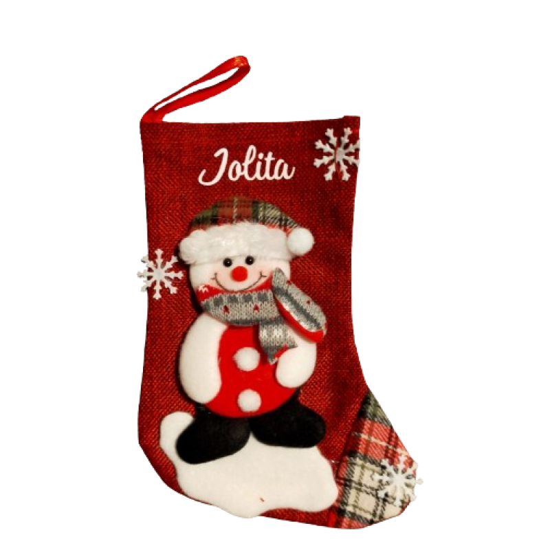 Kerstsok sneeuwpop - rode neus