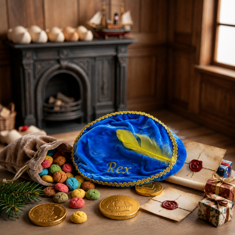 Pietenpet blauw met elastieke band