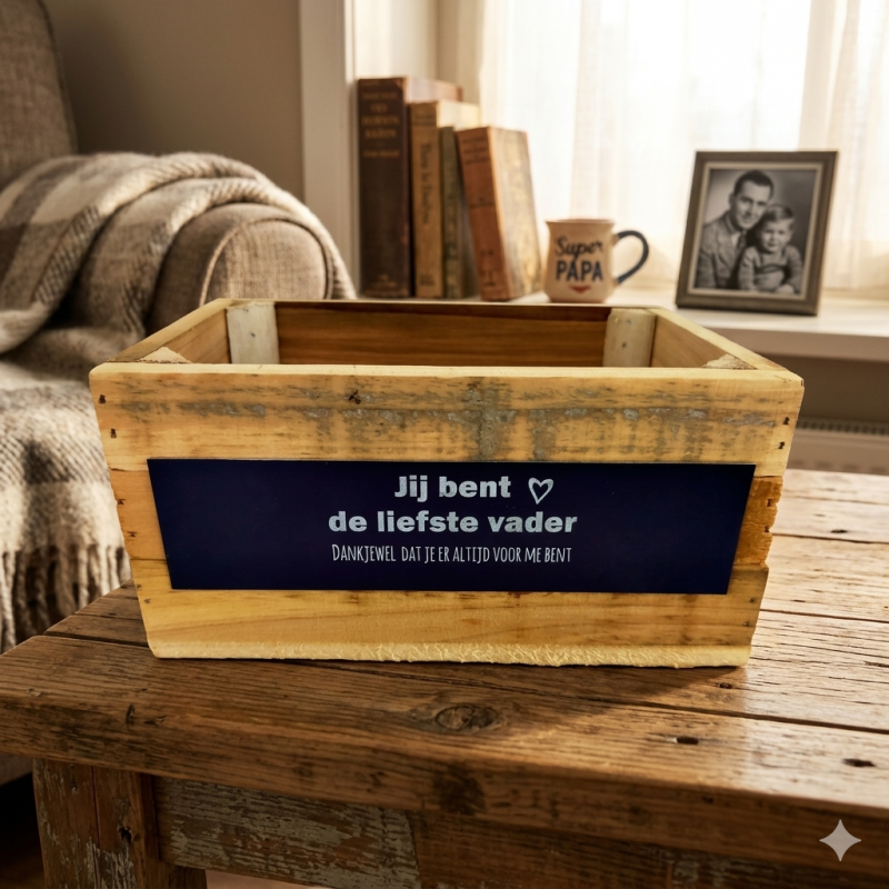 Kist met alu. plaatje 